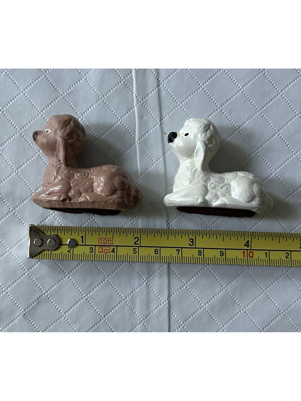 Vtg Ceramic Sheep Lamb Figurines Set Of 2 Nativity Easter Farm Miniatures 1980s
